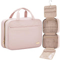 Pink Large Capacity Hanging Toiletry Bag for Women(30.5 x 22.5 x 12 cm) - Checked Pattern Waterproof Cosmetic Organizer, Dry/Wet Separation & Multi-Compartment