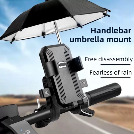 2-Pack Shock-Absorbing and Non-Slip Handlebar Phone Holder with Detachable Mini Umbrella - Waterproof & Windproof and Sunshade, 360Â° rotatable.