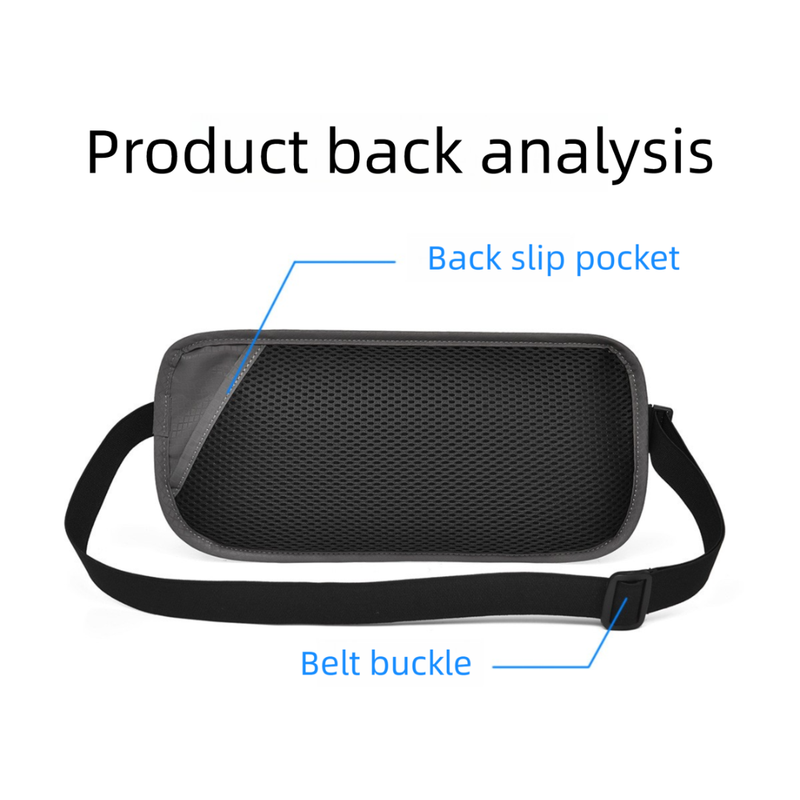 Blue RFID Blocking Slim Anti-Theft Fanny Pack for Outdoor Travel - Hidden Money Belt for Passport, Documents & Cash