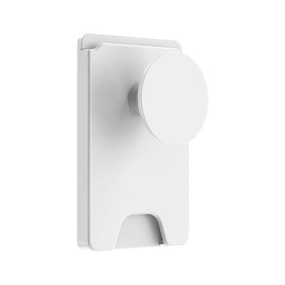 2-Pack 2-in-1 White Magnetic Card Wallet Integrated Pop Airbag Stand(9.5x6x0.8 CM) - Including Magnetic Ring, for MagSafe Compatible iPhone 14/13/12 Series & Standard Phone Cases.