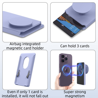 2-Pack 2-in-1 Dark Blue Magnetic Card Wallet Integrated Pop Airbag Stand(9.5x6x0.8 CM) - Including Magnetic Ring, for MagSafe Compatible iPhone 14/13/12 Series & Standard Phone Cases.