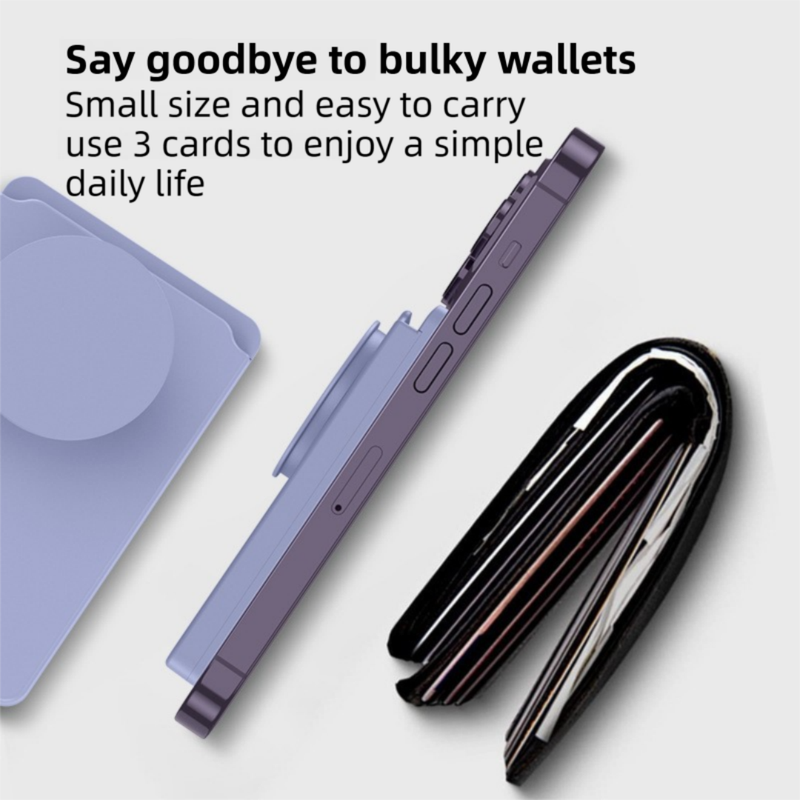 2-Pack 2-in-1 Dark Blue Magnetic Card Wallet Integrated Pop Airbag Stand(9.5x6x0.8 CM) - Including Magnetic Ring, for MagSafe Compatible iPhone 14/13/12 Series & Standard Phone Cases.