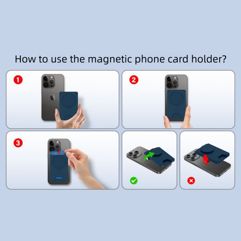 2-Pack 2-in-1 Dark Blue Magnetic Card Wallet Integrated Pop Airbag Stand(9.5x6x0.8 CM) - Including Magnetic Ring, for MagSafe Compatible iPhone 14/13/12 Series & Standard Phone Cases.