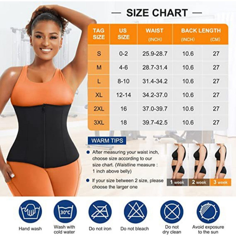 Silver Ion Sauna Waist Trainer for Women(Size L) - 2-in-1 Zipper and Hook/Eye Sweat-Wicking Sports Girdle, Postpartum Fitness Shapewear
