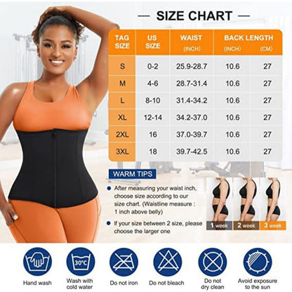 Silver Ion Sauna Waist Trainer for Women(Size L) - 2-in-1 Zipper and Hook/Eye Sweat-Wicking Sports Girdle, Postpartum Fitness Shapewear