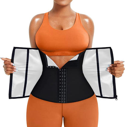 Silver Ion Sauna Waist Trainer for Women(Size XL) - 2-in-1 Zipper and Hook/Eye Sweat-Wicking Sports Girdle, Postpartum Fitness Shapewear