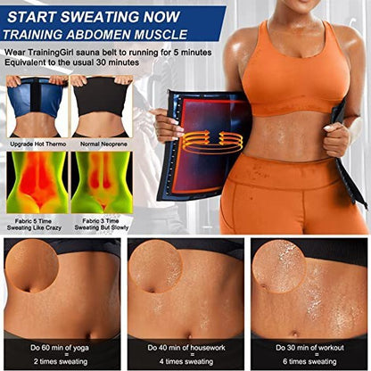 Blue Silver Ion Sauna Waist Trainer for Women(Size M) - 2-in-1 Zipper and Hook/Eye Sweat-Wicking Sports Girdle, Postpartum Fitness Shapewear
