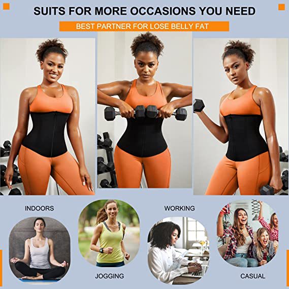 Blue Silver Ion Sauna Waist Trainer for Women(Size M) - 2-in-1 Zipper and Hook/Eye Sweat-Wicking Sports Girdle, Postpartum Fitness Shapewear