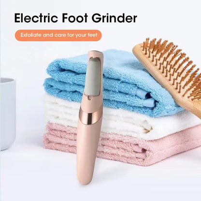 White Wireless Electric Foot Grinder With Two Heads - Automatic Pedicure Tool for Removing Callus and Dead Skin, Portable Small Handheld Design & USB Rechargeable