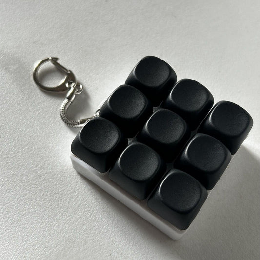 2-Pack Black Mechanical 9-Keyboard Fingertip Toy Keychain - Key Pressure Relief, PVC Fingertip Toy.
