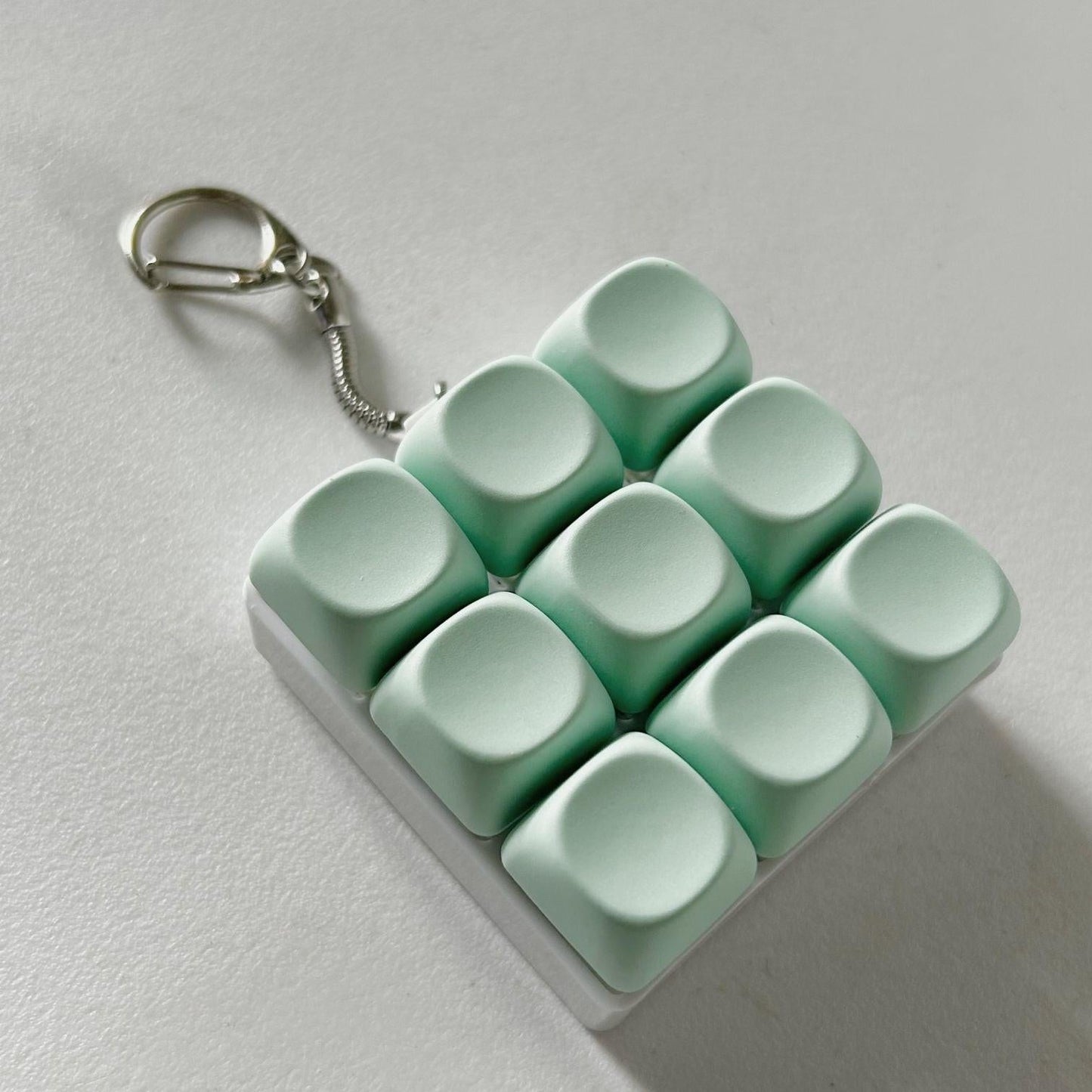 2-Pack Green Mechanical 9-Keyboard Fingertip Toy Keychain - Key Pressure Relief, PVC Fingertip Toy.