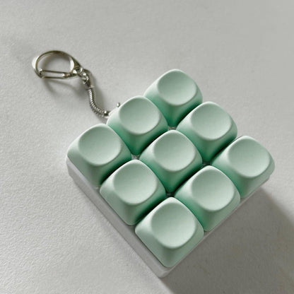 2-Pack Green Mechanical 9-Keyboard Fingertip Toy Keychain - Key Pressure Relief, PVC Fingertip Toy.