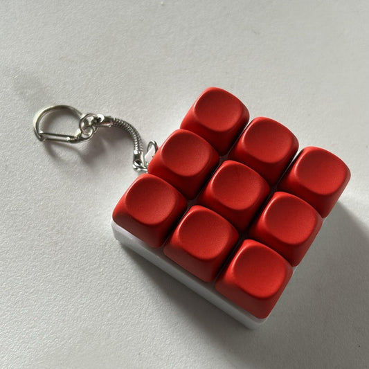 2-Pack Red Mechanical 9-Keyboard Fingertip Toy Keychain - Key Pressure Relief, PVC Fingertip Toy.