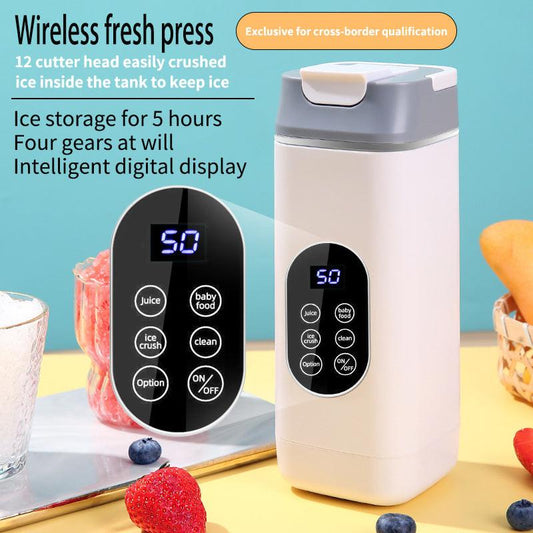 Black Portable Wireless 420ML Blender Bottle (8.7x8.7x23.2CM) - 12-Blade Crushing Power, Self-Cleaning, USB Rechargeable for Juices & Smoothies.