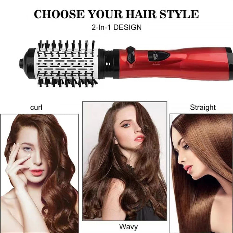 2-in-1 Grey Automatic Rotating Hot Air Styler(38/50mm Curling Barrel) - Multifunctional Hair Dryer Brush, Straightener & Curler with 3 Heat Settings and 360° Bi-directional Rotation