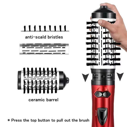 2-in-1 Grey Automatic Rotating Hot Air Styler(38/50mm Curling Barrel) - Multifunctional Hair Dryer Brush, Straightener & Curler with 3 Heat Settings and 360° Bi-directional Rotation
