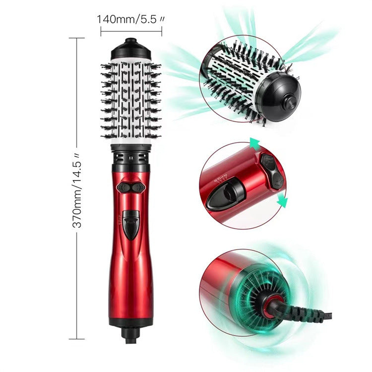 2-in-1 Grey Automatic Rotating Hot Air Styler(38/50mm Curling Barrel) - Multifunctional Hair Dryer Brush, Straightener & Curler with 3 Heat Settings and 360° Bi-directional Rotation