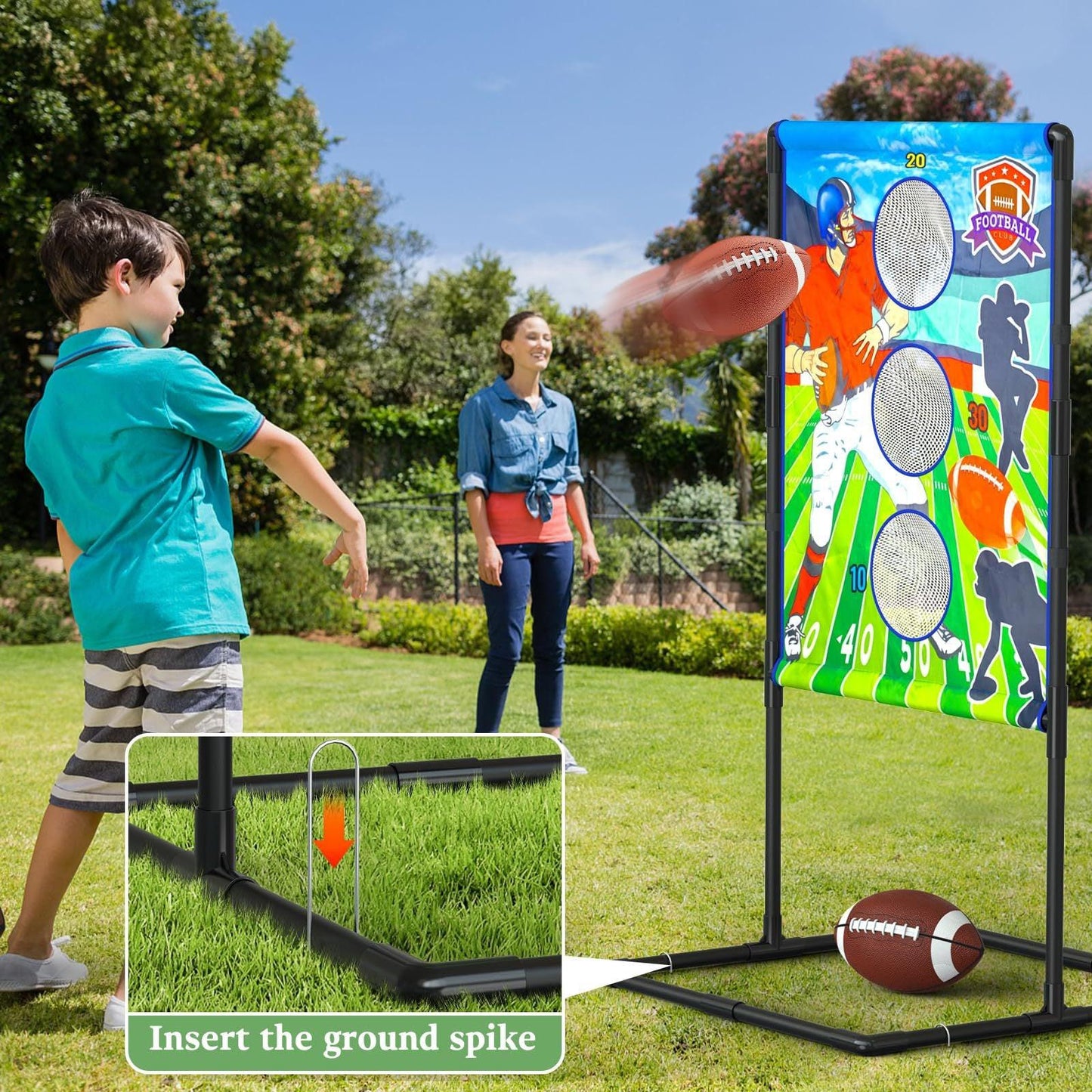 Outdoor/Indoor Portable Rugby Toss Game Set - Football Target Frame &  Rugby Toss Activity Toy, Durable & Easy Assembly Sports Equipment.