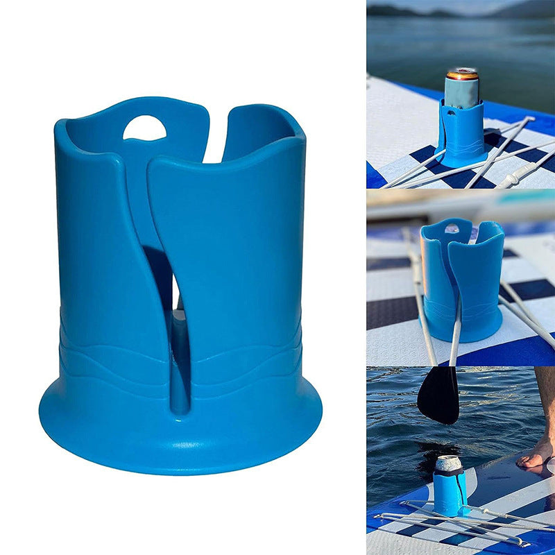 2-Pack Blue Outdoor Surfboard Water Bottle Holder - Portable PP & Silicone Drink Stabilizer for Water Sports.