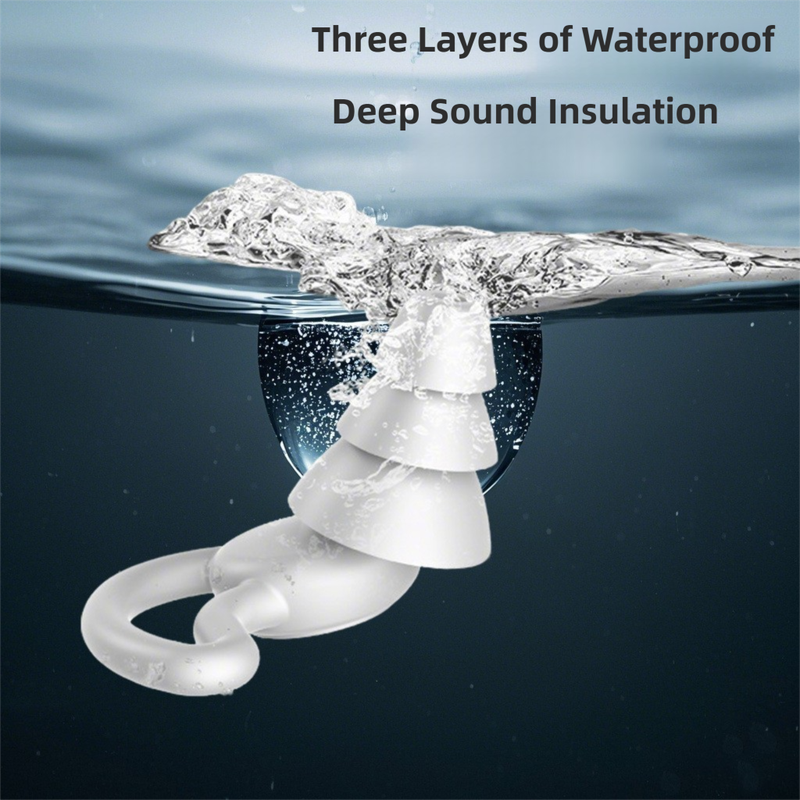 2-Pairs White Noise Reduction Silicone Ear Plugs for Swimming, Sleep, and Study - Waterproof Reusable Sound Blocking Earplugs