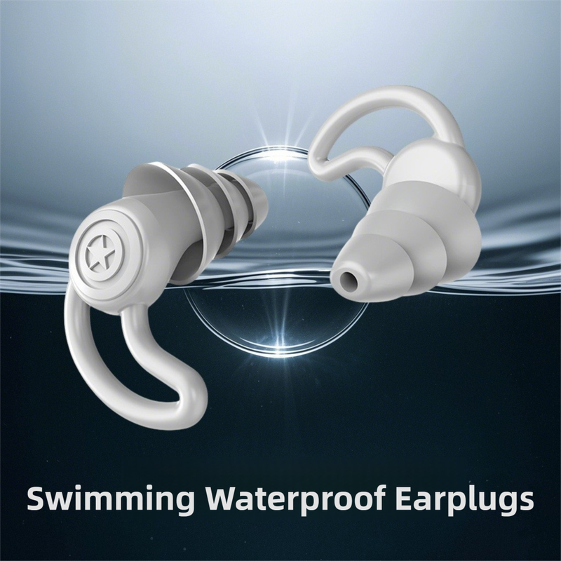 2-Pairs Blue Noise Reduction Silicone Ear Plugs for Swimming, Sleep, and Study - Waterproof Reusable Sound Blocking Earplugs