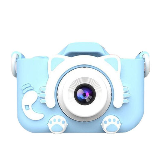 X2 Blue Single Lens Kids Cat Digital Camera - Multi-Functions With 20MP Interpolation, Photo & Multiple Filters, 1080P Video and Game.