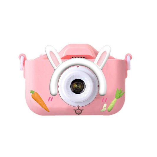 X2 Pink HD Dual Lens Kids Carrot Bunny Digital Camera - Multi-Functions With 20MP Interpolation, Photo & Multiple Filters, 1080P Video and Game.