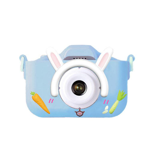 X2 Blue HD Dual Lens Kids Carrot Bunny Digital Camera - Multi-Functions With 20MP Interpolation, Photo & Multiple Filters, 1080P Video and Game.