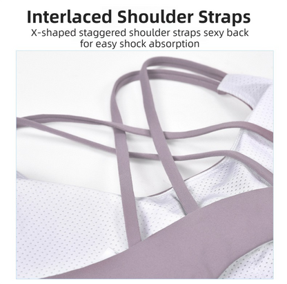S Size Purple Elegant Sexy Criss-Cross Back Sports Bra for Women - High Support & Anti-Shock, Wire-Free Yoga Crop Top with X-Shape Fine Strap