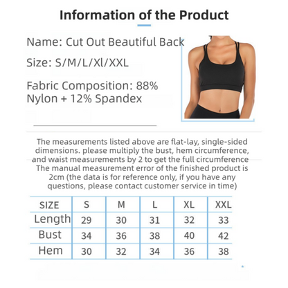 L Size White Elegant Sexy Criss-Cross Back Sports Bra for Women - High Support & Anti-Shock, Wire-Free Yoga Crop Top with X-Shape Fine Strap