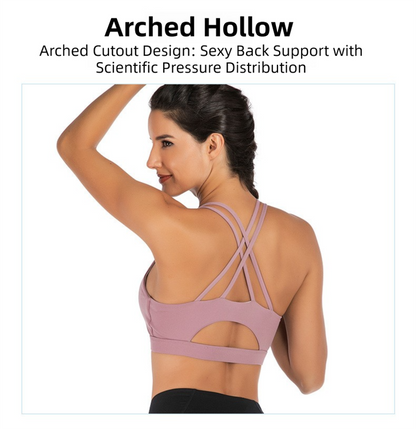 XL Size Purple Elegant Sexy Criss-Cross Back Sports Bra for Women - High Support & Anti-Shock, Wire-Free Yoga Crop Top with X-Shape Fine Strap