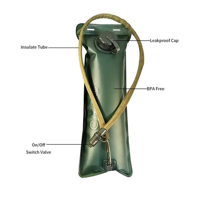 Outdoor Grey 2L Hydration Bladder for Running & Cycling - Eco-Friendly PEVA Material Water Reservoir Pack Insert with Bite Valve & 93CM Water Pipe