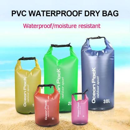 Pink 20L PVC Waterproof Swimming Bag Bonus with Waterproof Phone Pouch - Roll-Top Floating Dry Gear Bags for Beach, Kayaking & Outdoor Sports