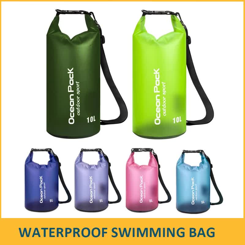 Pink 20L PVC Waterproof Swimming Bag Bonus with Waterproof Phone Pouch - Roll-Top Floating Dry Gear Bags for Beach, Kayaking & Outdoor Sports