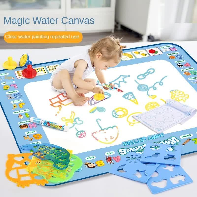 80x60CM World Map Theme Magic Water Doodle Mat - Educational Aqua Canvas, Deluxe 10-Piece Set.