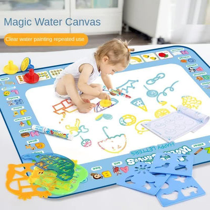 80x60CM World Map Theme Magic Water Doodle Mat - Educational Aqua Canvas, Deluxe 10-Piece Set.