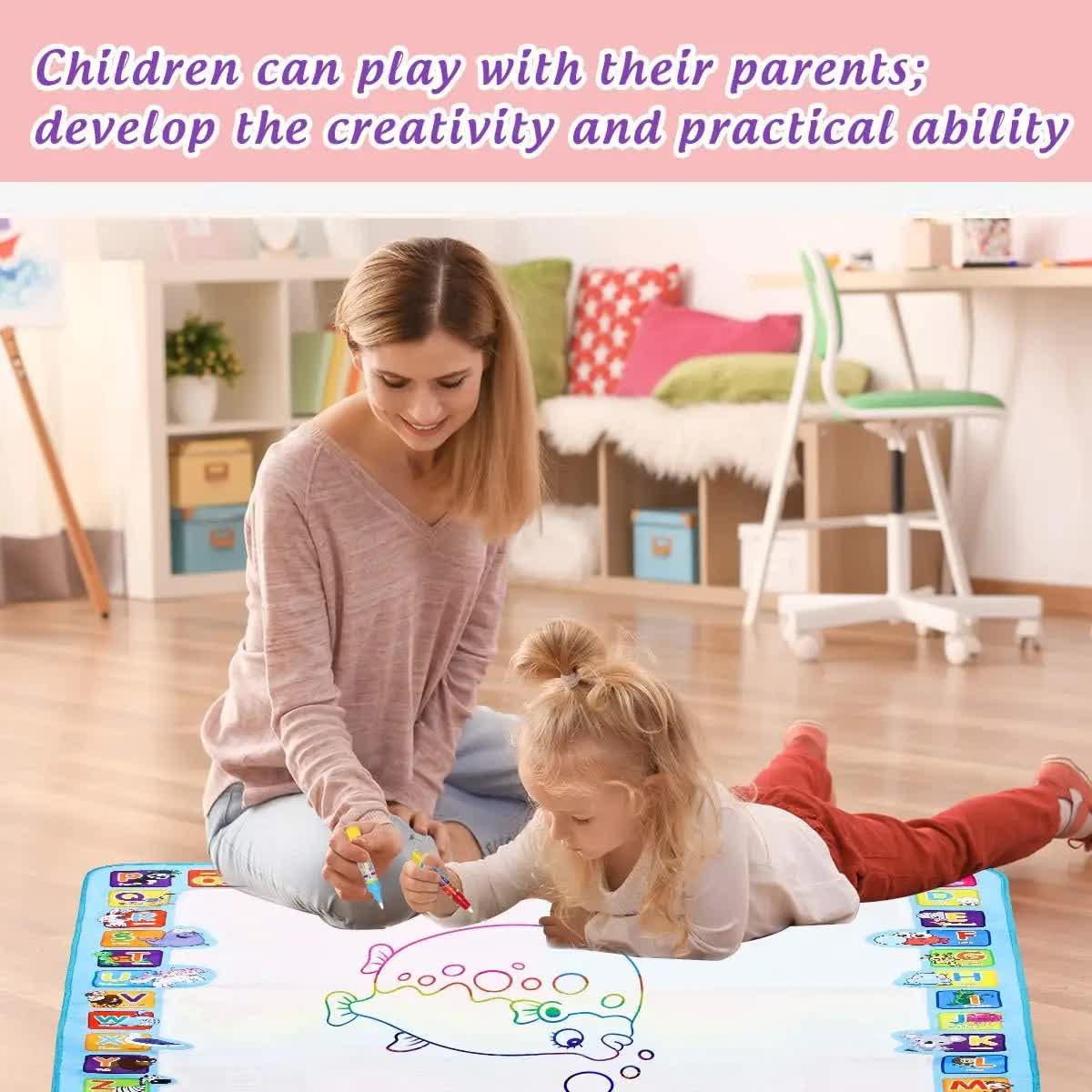80x60CM World Map Theme Magic Water Doodle Mat - Educational Aqua Canvas, Deluxe 10-Piece Set.