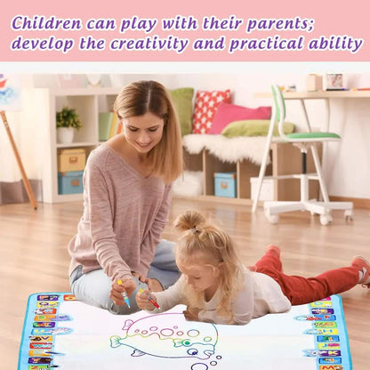 80x60CM World Map Theme Magic Water Doodle Mat - Educational Aqua Canvas, Deluxe 10-Piece Set.