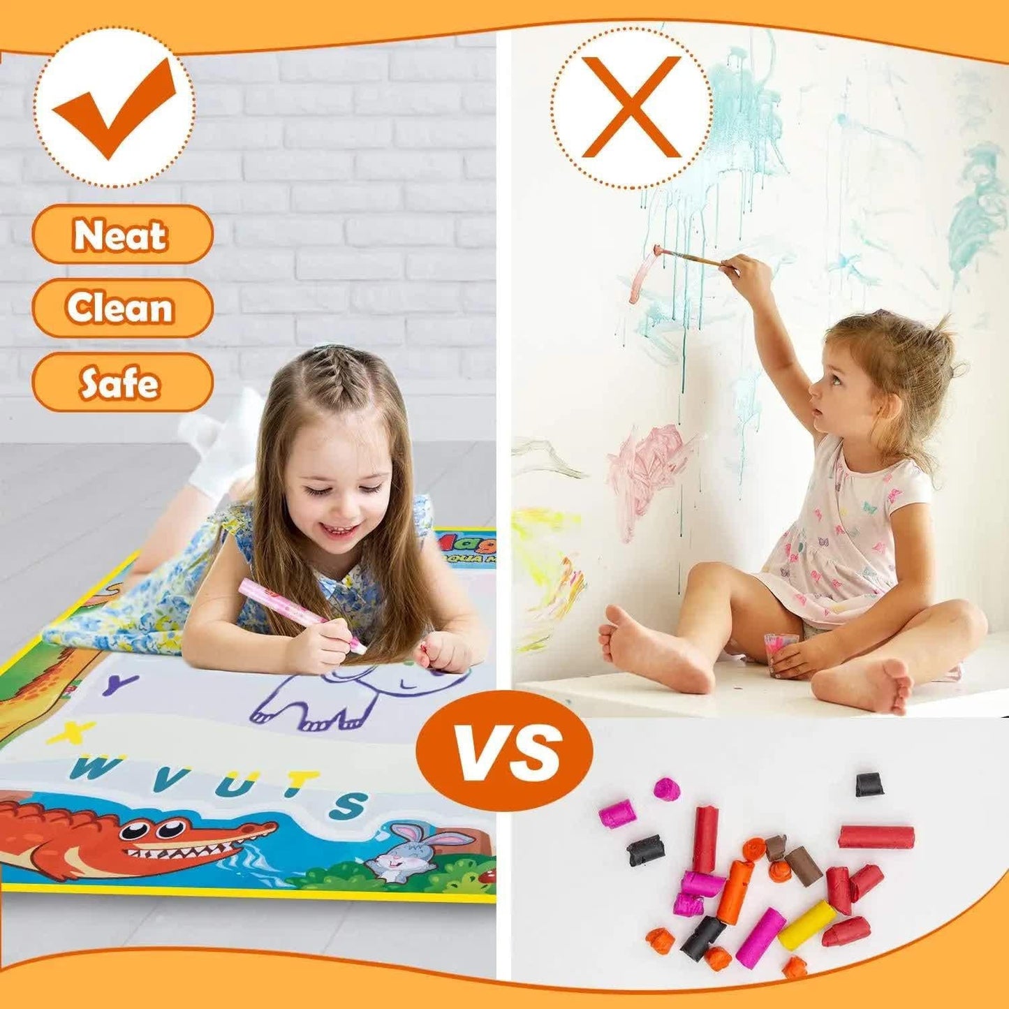 80x60CM World Map Theme Magic Water Doodle Mat - Educational Aqua Canvas, Deluxe 10-Piece Set.