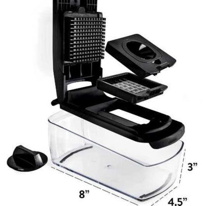 18-Piece Black Multi-Function Vegetable Chopper & Slicer Set - Rotary Grater with 5 Muti-Style Stainless Steel Blades for Home Kitchen
