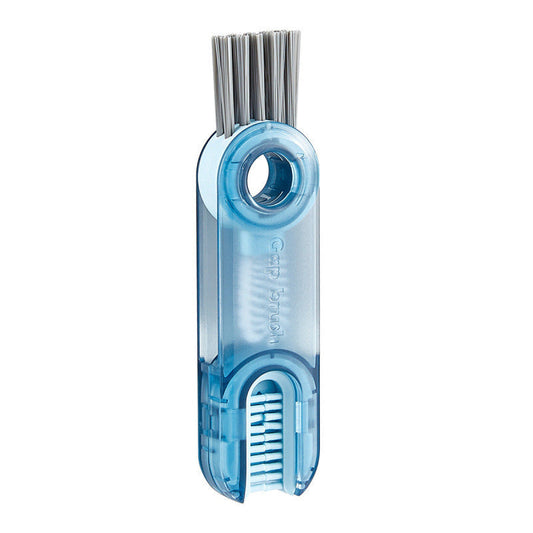 2-Packs 3-in-1 Blue Portable & Compact U-Shape Deeply-Cleaning Brush - Multi-Functional Gap Scrubber for Lids, Mugs, and Baby Bottles