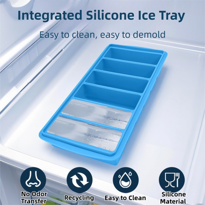 2-Packs Green 6-Grid Extra Long Silicone Ice Cube Tray - Easy Release Reusable Food Grade Mold for Whiskey, Cocktails & Commercial Use