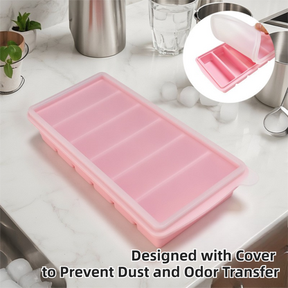 2-Packs Grey 6-Grid Extra Long Silicone Ice Cube Tray - Easy Release Reusable Food Grade Mold for Whiskey, Cocktails & Commercial Use