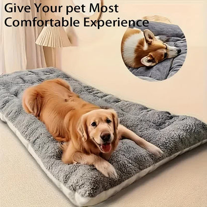 Superior Insulation Grey Dual-Sided Pet Sleeping Mat(45X90CM) for Dogs & Cats - 3D Thickened Support & Durable Wavy Quilting, Reversible Lamb Velvet & Brushed Cotton Bed