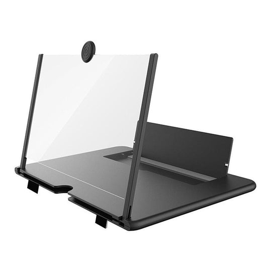 Black 16-Inch Ultra-Clear Portable Retractable HD Mobile Phone Screen Magnifier - Eye Protection Fresnel Lens Projector, with Built-in Phone Holder & Adjustable Base.