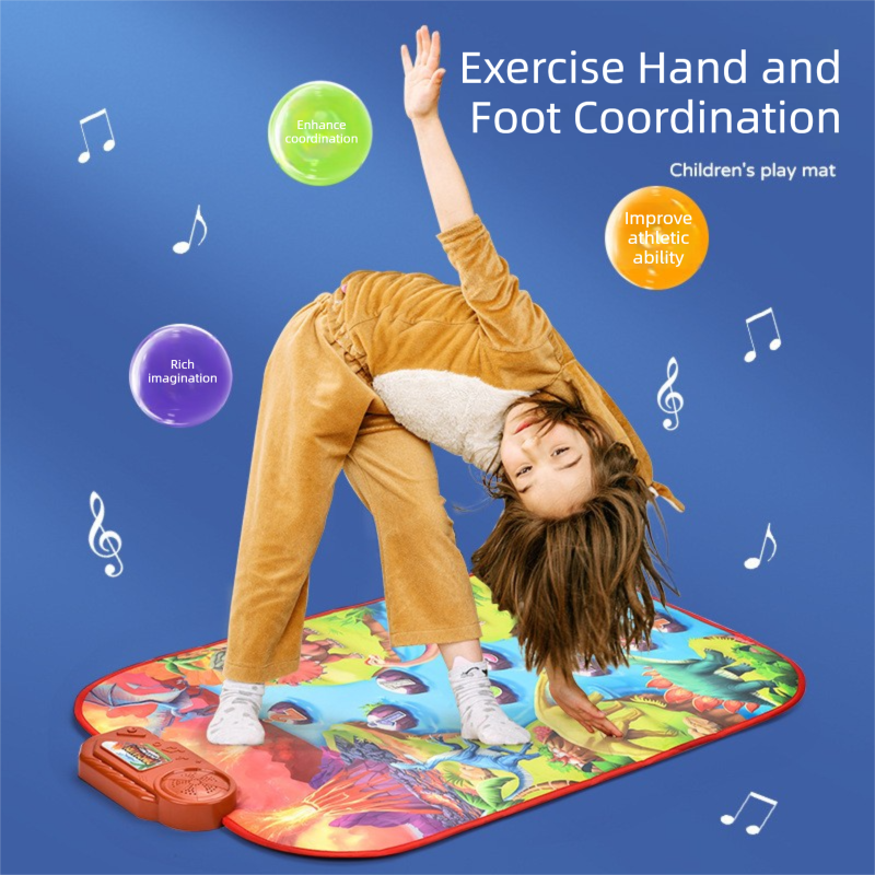 2-Pack Kids Multifunctional Electronic Dance Mat(100x87CM) - Unicorn & Purple Ornament Theme Play Mat with Sound Recognition for Early Education and Physical Exercise