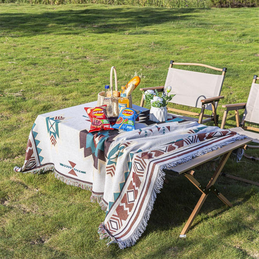 Mutifunctional 90 x 180 CM Bohemian Outdoor Picnic Blanket & Throw - Thick, Moisture-Proof Mat for Camping, Beach & Home Decor.