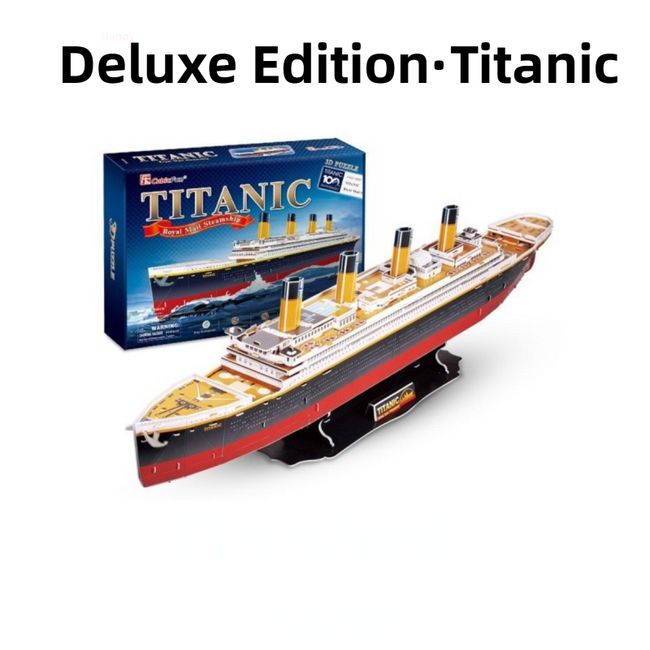 Deluxe Edition (113Pieces) 3D Titanic Ship Model Puzzle Kit - DIY Nautical Series Toy for Kids & Adults, Educational Building Blocks. Hover Image