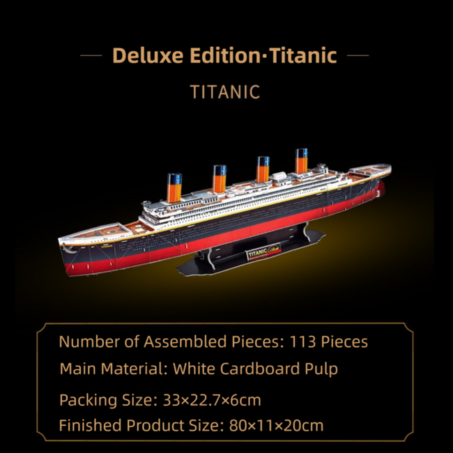 Deluxe Edition (113Pieces) 3D Titanic Ship Model Puzzle Kit - DIY Nautical Series Toy for Kids & Adults, Educational Building Blocks Main Image
