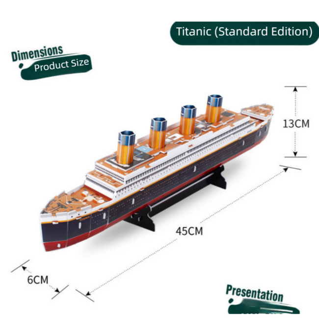 Standard Edition (35Pieces) 3D Titanic Ship Model Puzzle Kit - DIY Nautical Series Toy for Kids & Adults, Educational Building Blocks
Number of pieces Main Image